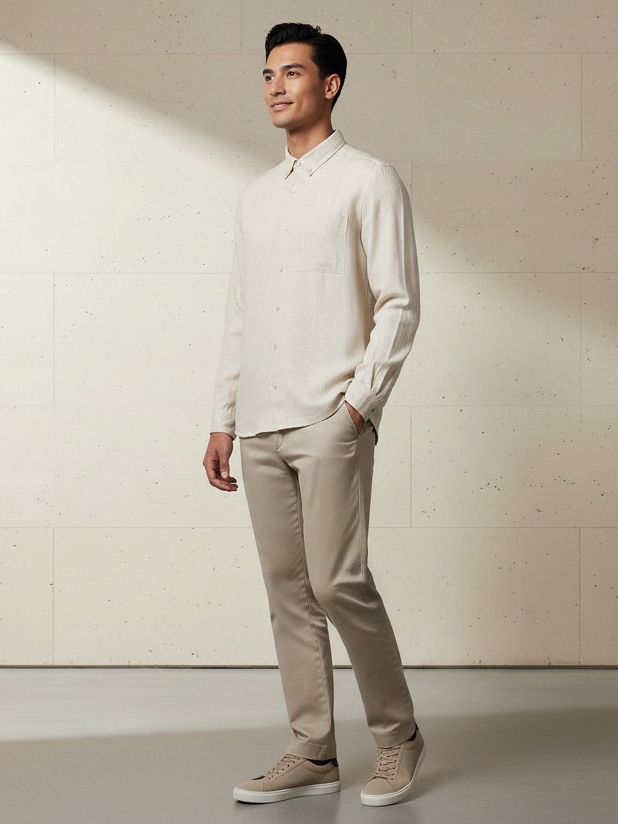 Men Regular Fit Collared Long Sleeves Shirt