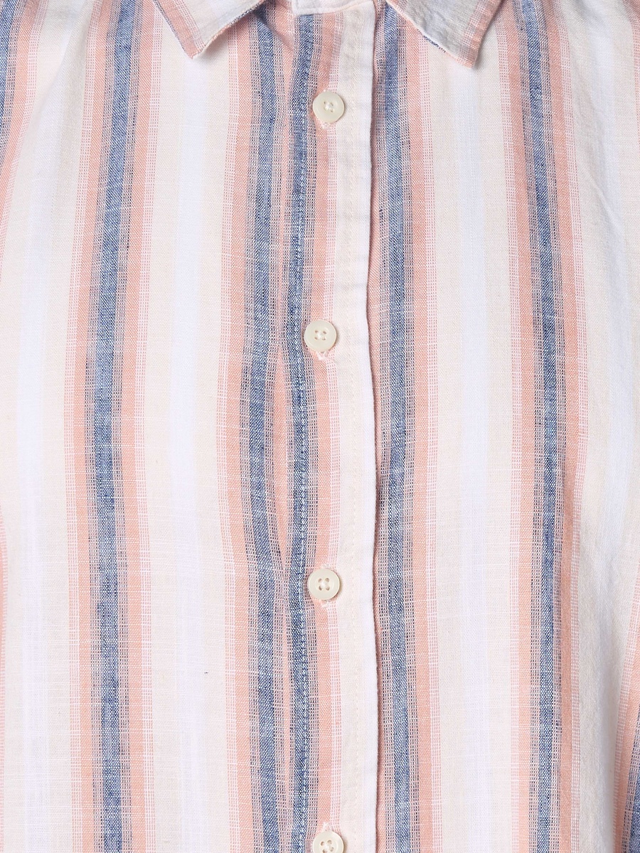 Men Regular Fit Collared Striped Long Sleeve Shirt