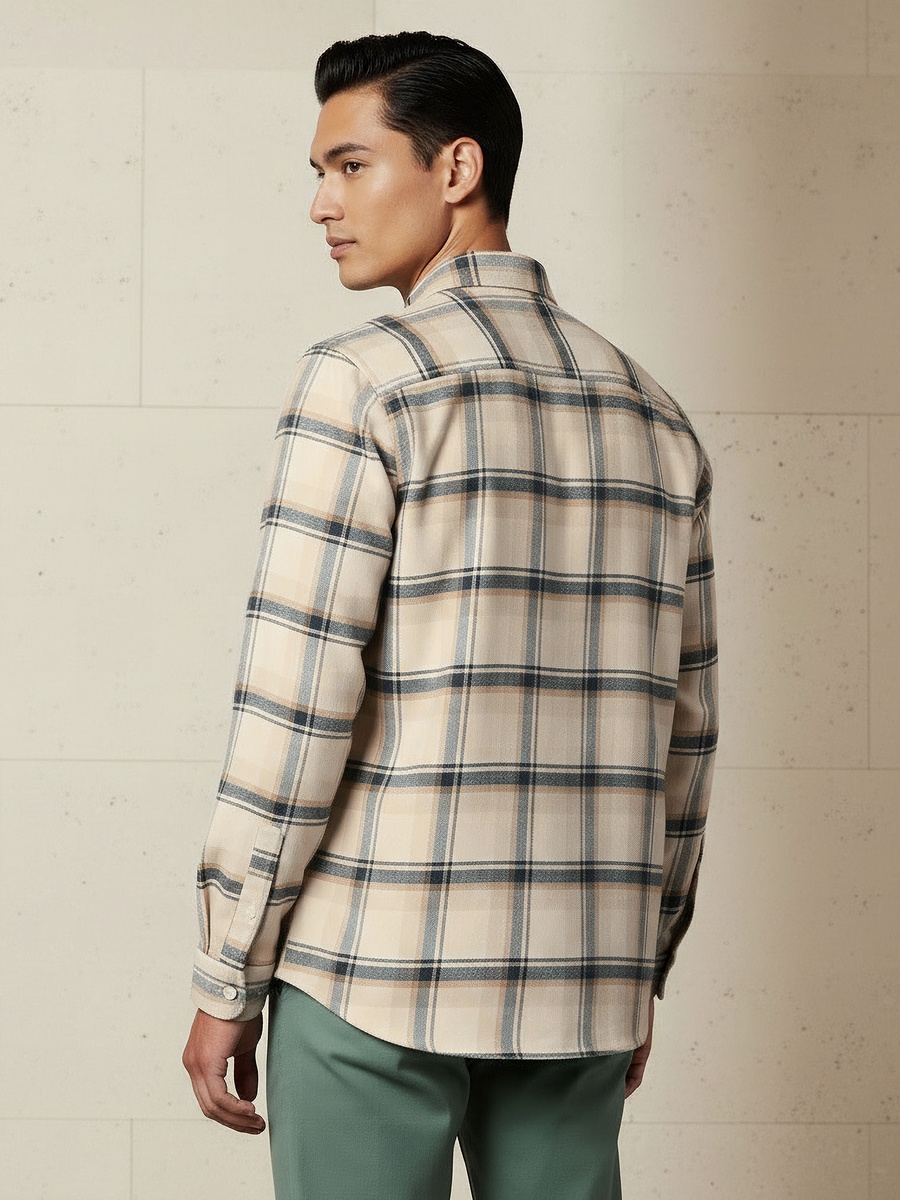 Men Regular Fit Collared Checked Long Sleeve Shirt