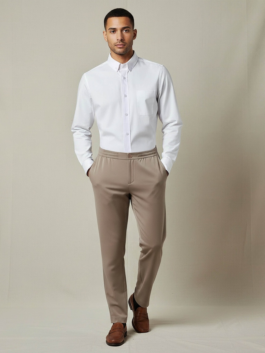 Men Slim Fit Button-Down Collar Long Sleeve Shirt