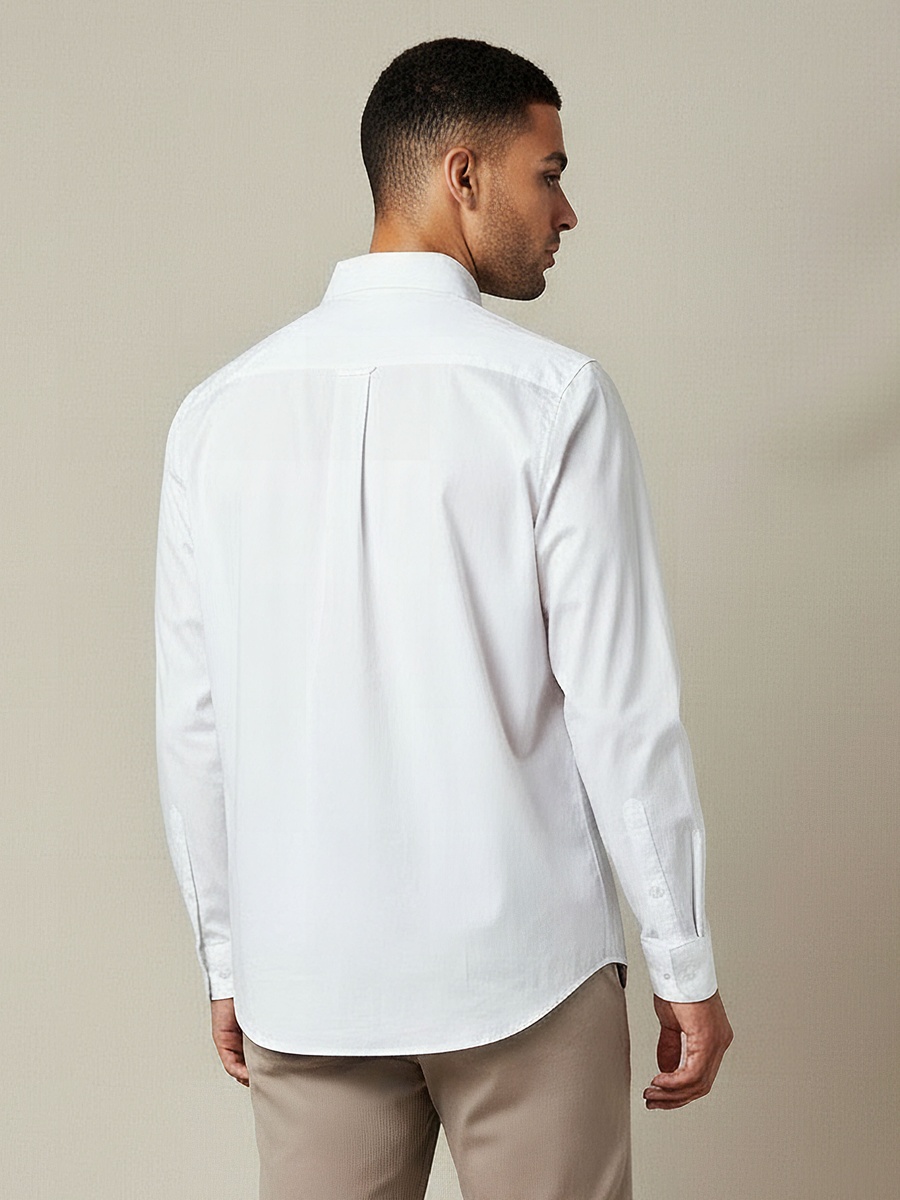 Men Slim Fit Button-Down Collar Long Sleeve Shirt