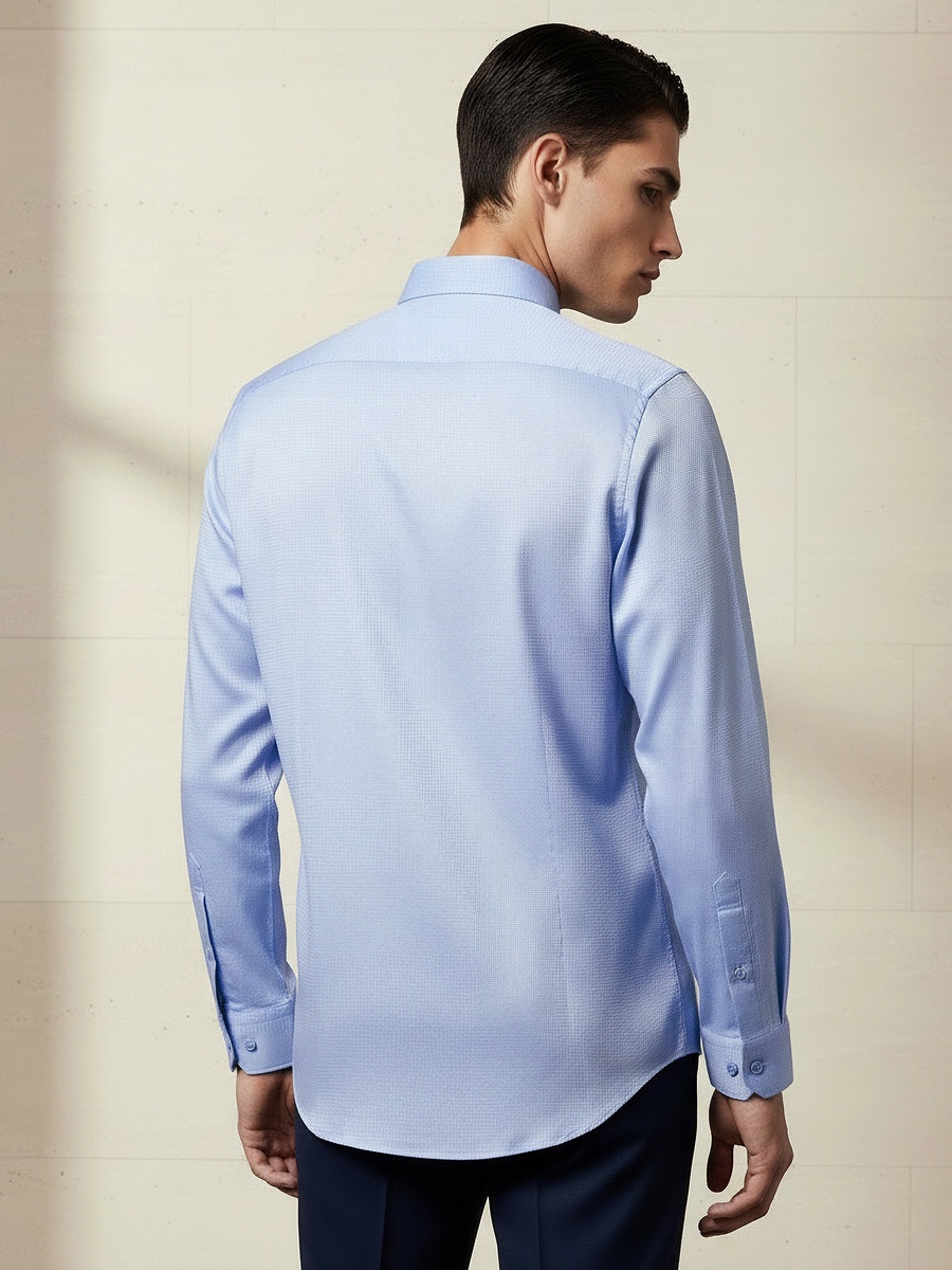 Men Regular Fit Collared Textured Long Sleeve Shirt