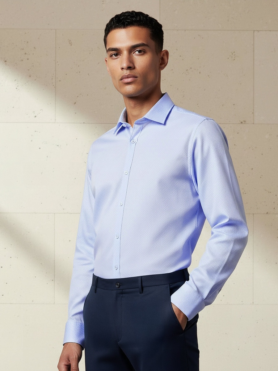 Men Regular Fit Collared Textured Long Sleeves Shirt