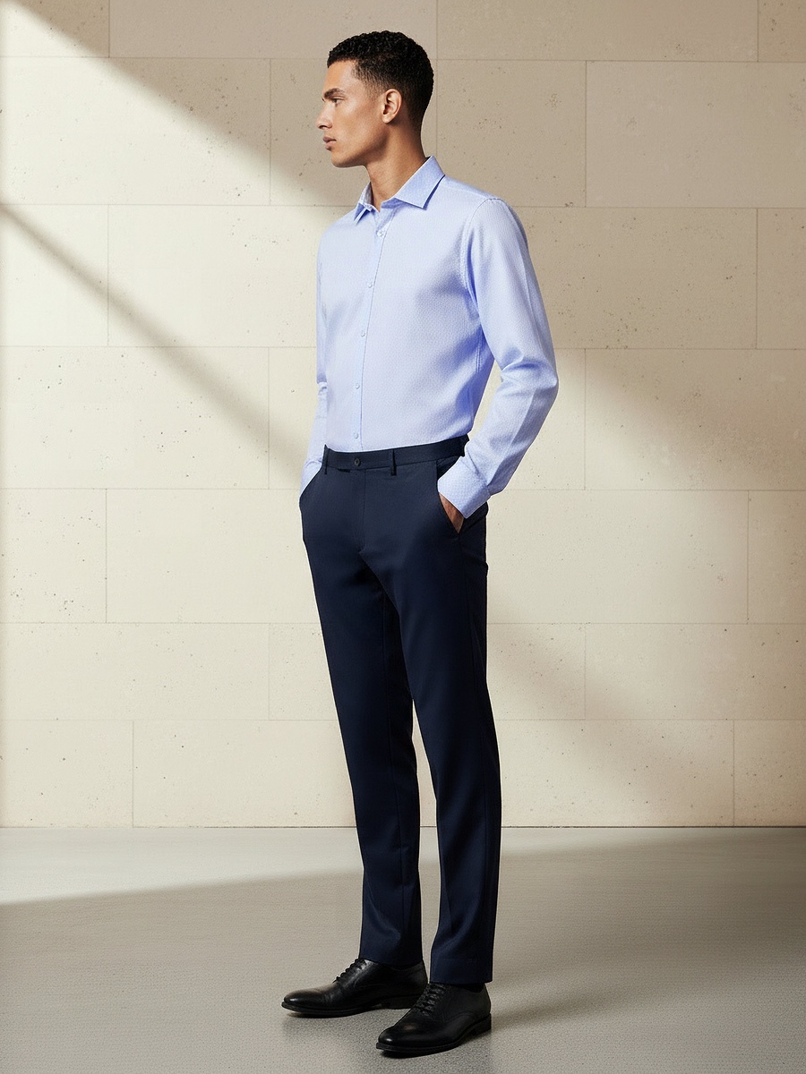 Men Regular Fit Collared Textured Long Sleeves Shirt