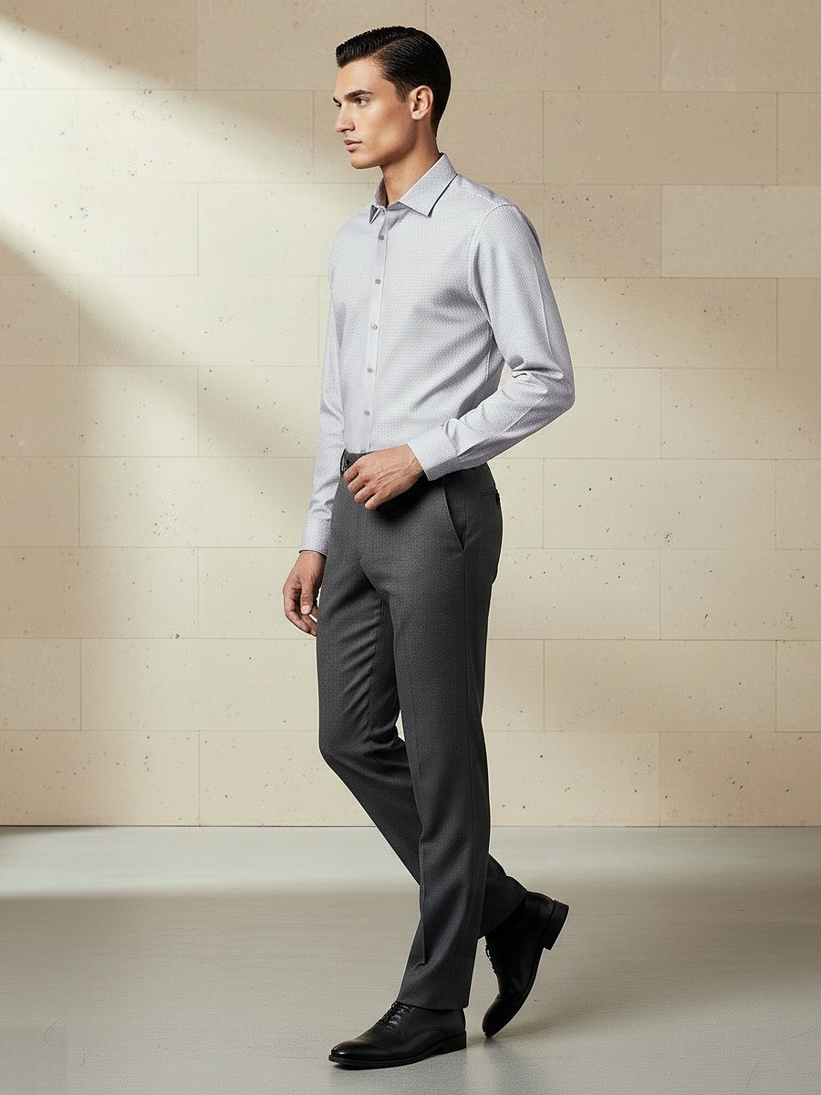 Men Regular Fit Collared Textured Long Sleeves Shirt