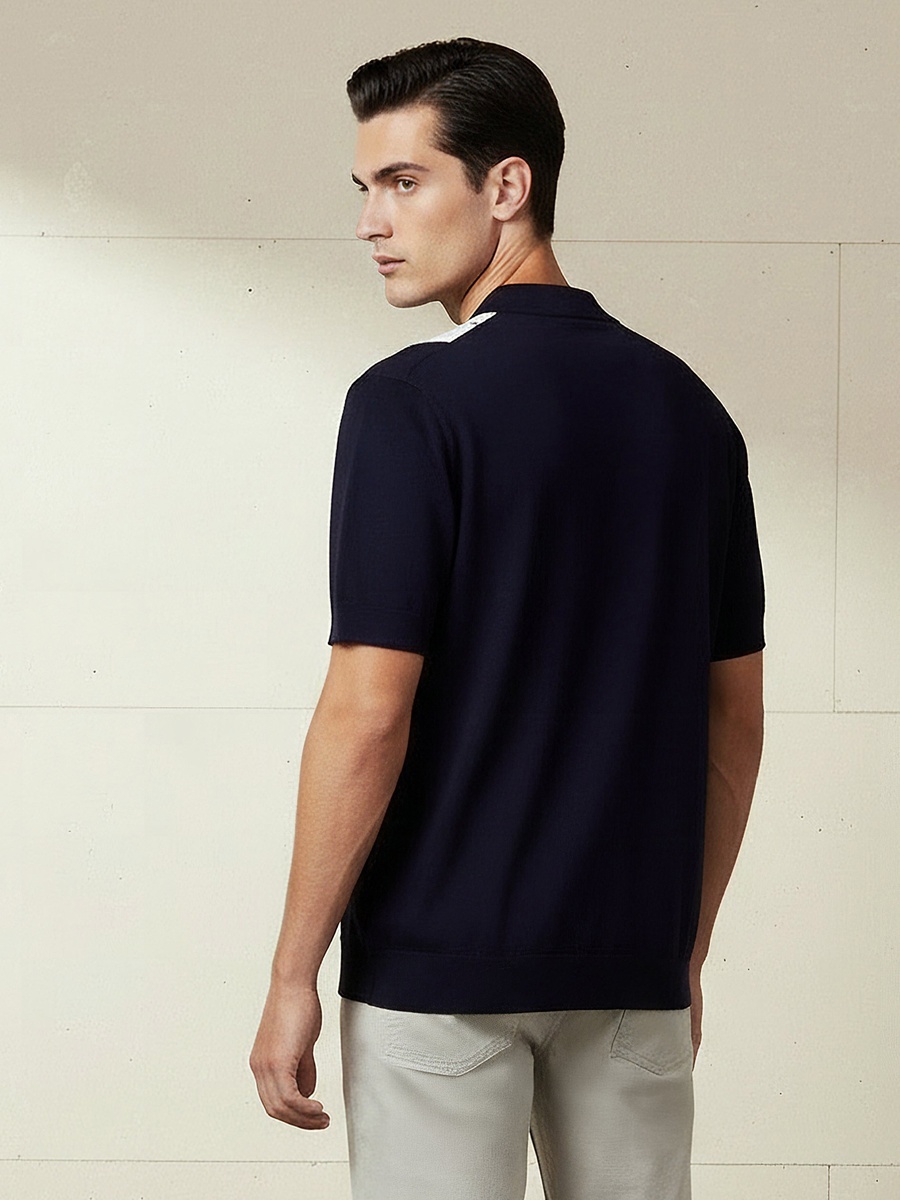 Men Short Sleeves Striped Polo T-Shirt