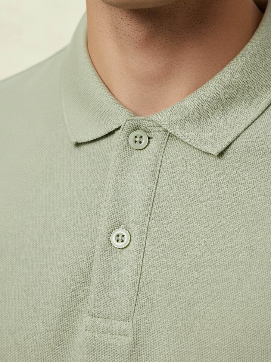 Men Short Sleeve Textured Polo T-Shirt