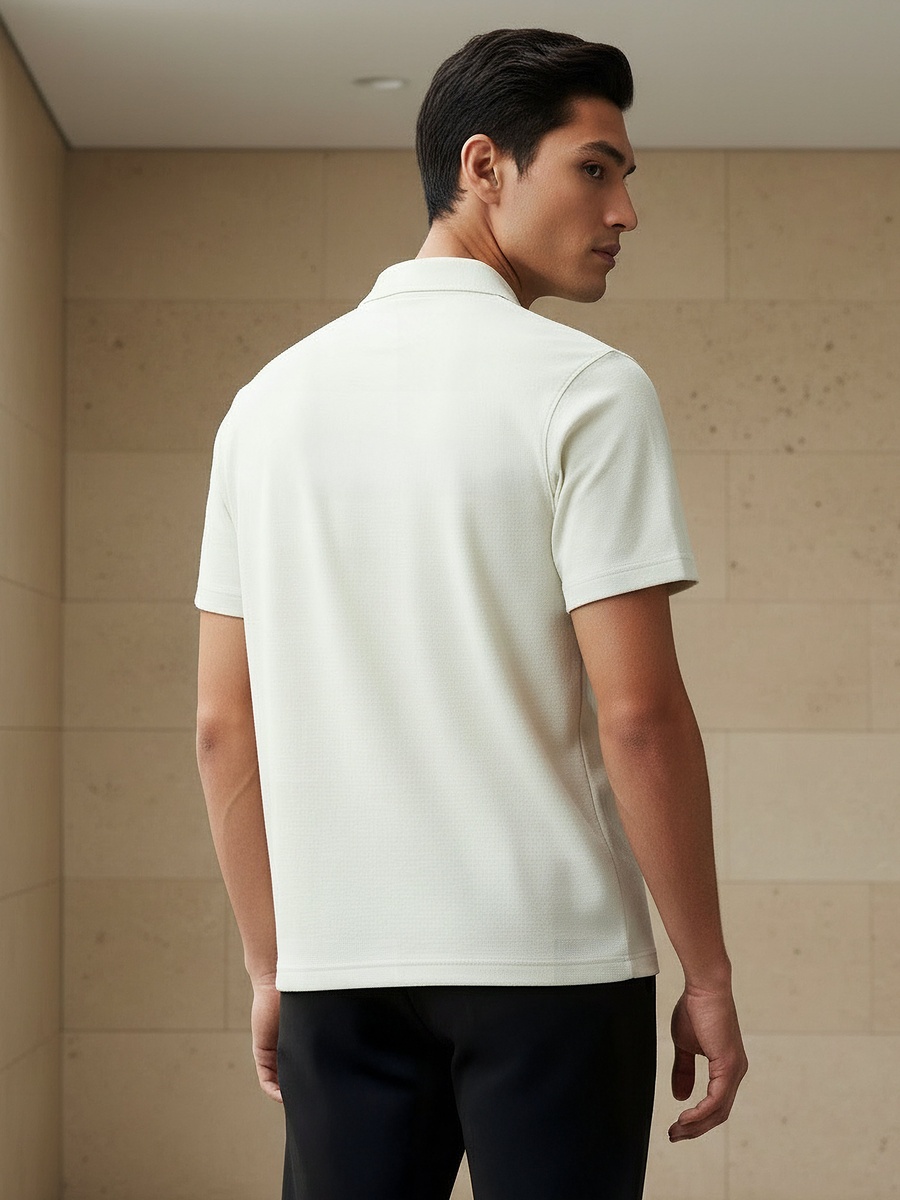 Men Short Sleeves Johnny Collar Polo T-Shirt