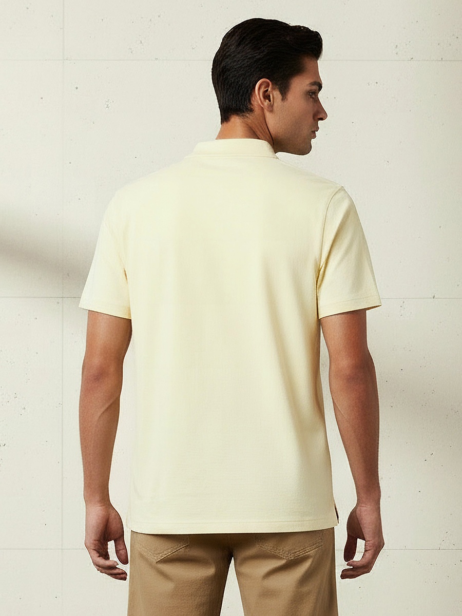 Men Short Sleeves Johnny Collar Polo T-Shirt