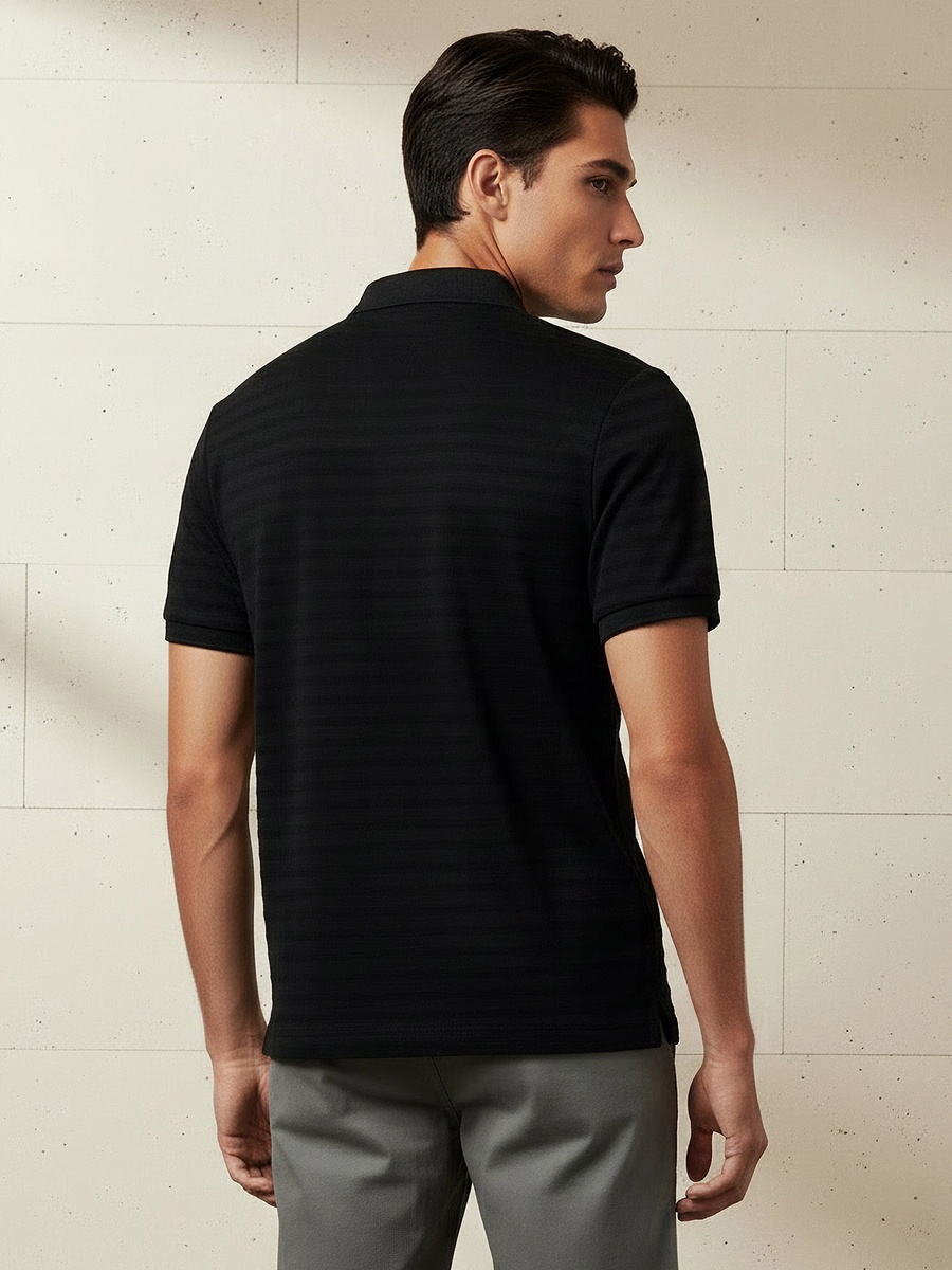 Men Short Sleeves Textured Polo T-Shirt