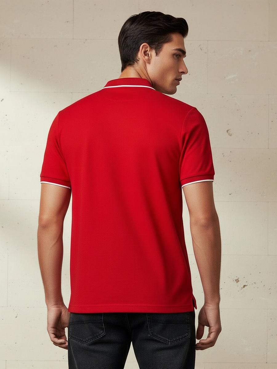 Men Short Sleeves Textured Polo T-Shirt