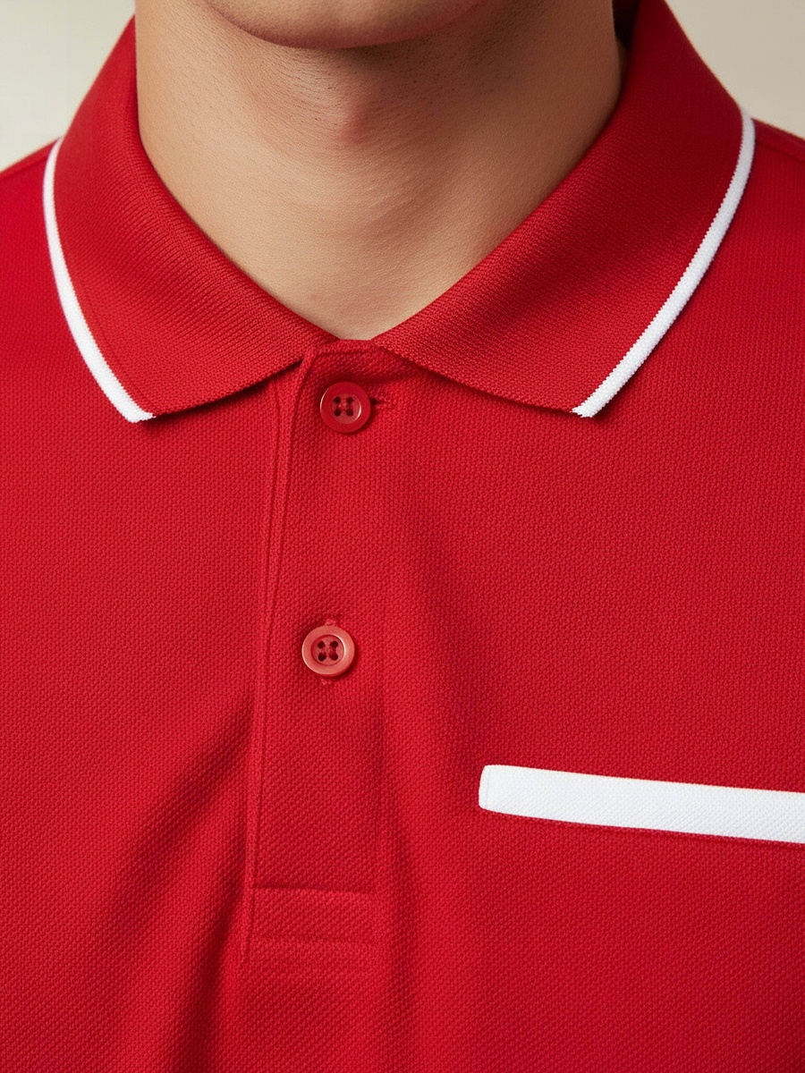 Men Short Sleeves Textured Polo T-Shirt