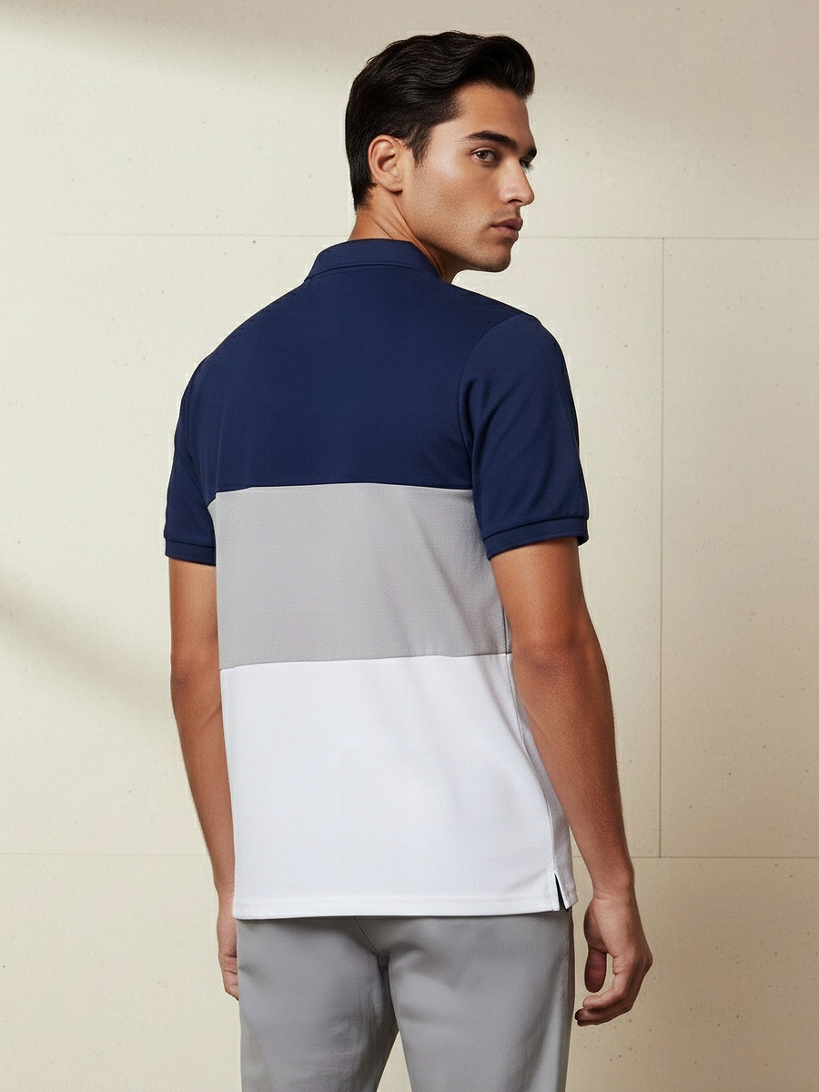 Men Short Sleeves Colourblock Polo T-Shirt