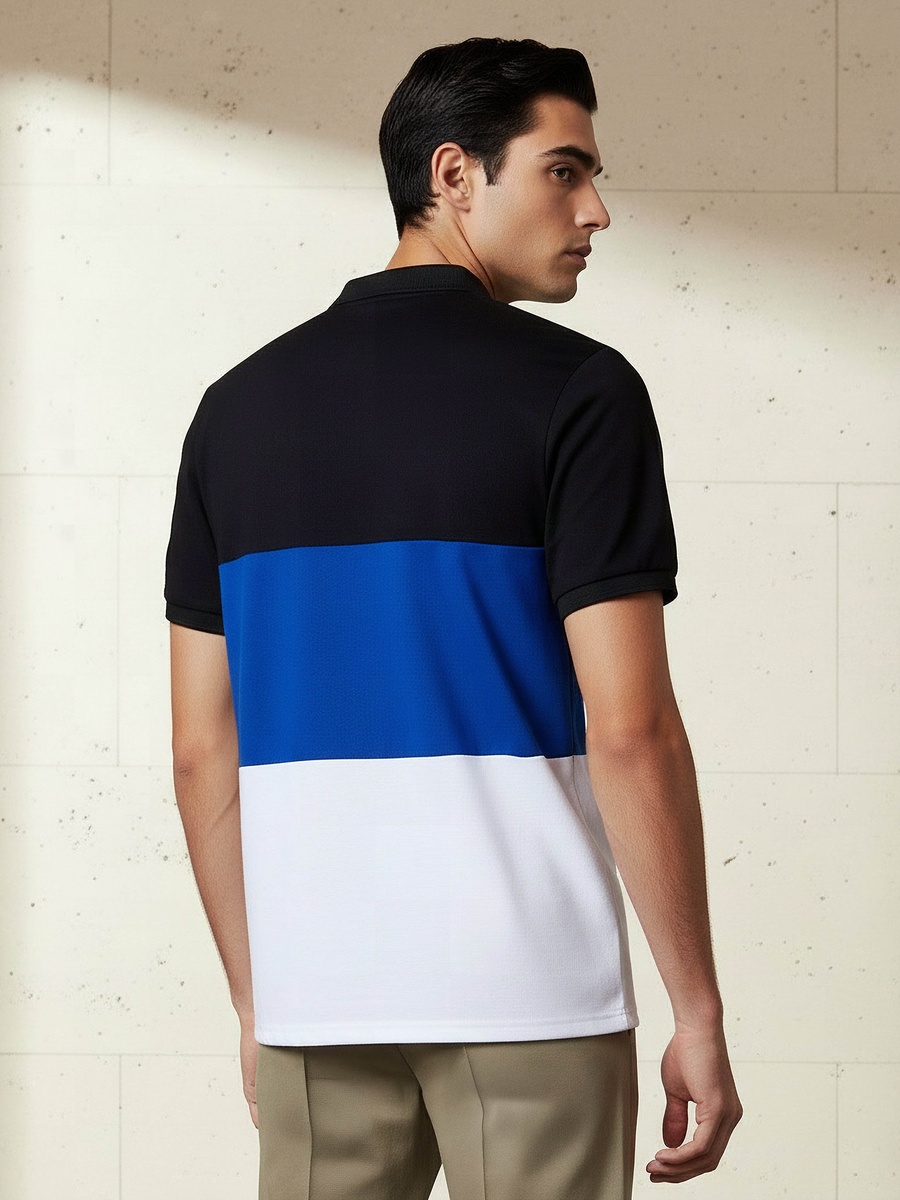 Men Short Sleeves Colourblock Polo T-Shirt