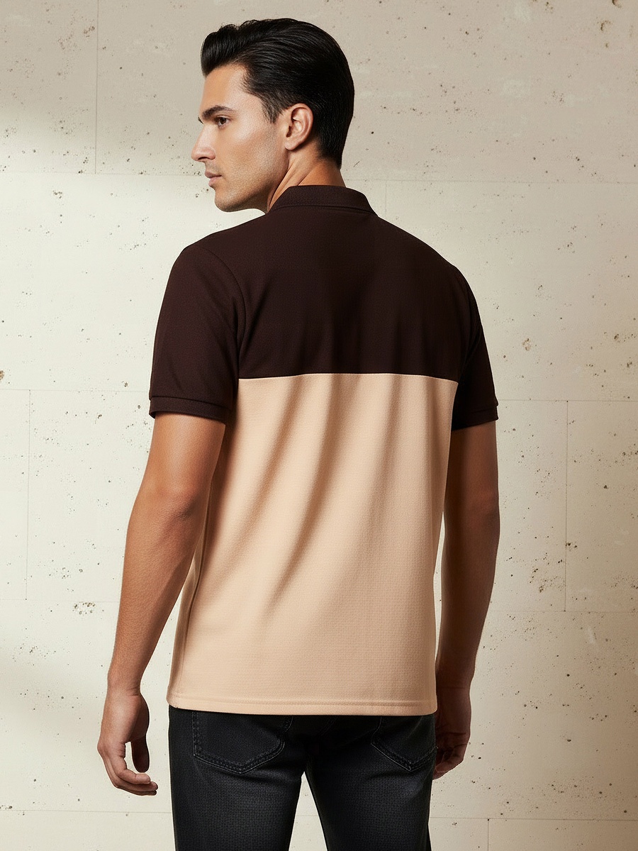 Men Short Sleeves Colourblock Polo T-Shirt