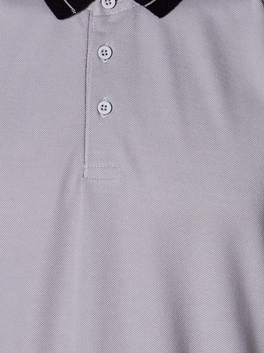 Men Short Sleeves Contrast Collar Polo T-Shirt