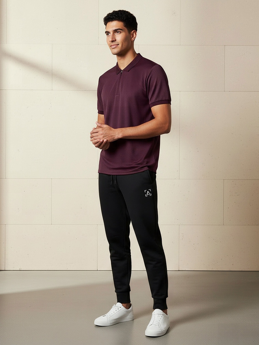 Men Short Sleeves Textured Polo T-Shirt