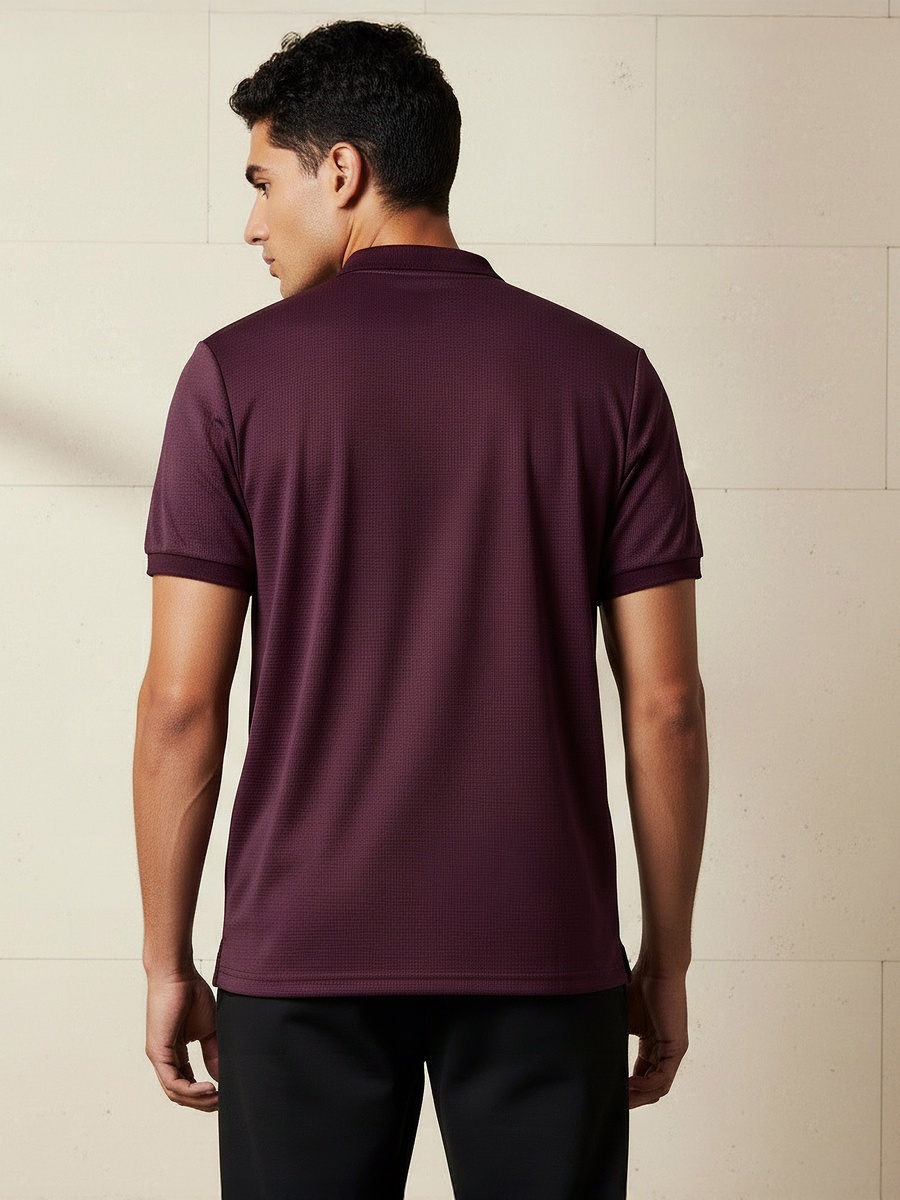 Men Short Sleeves Textured Polo T-Shirt