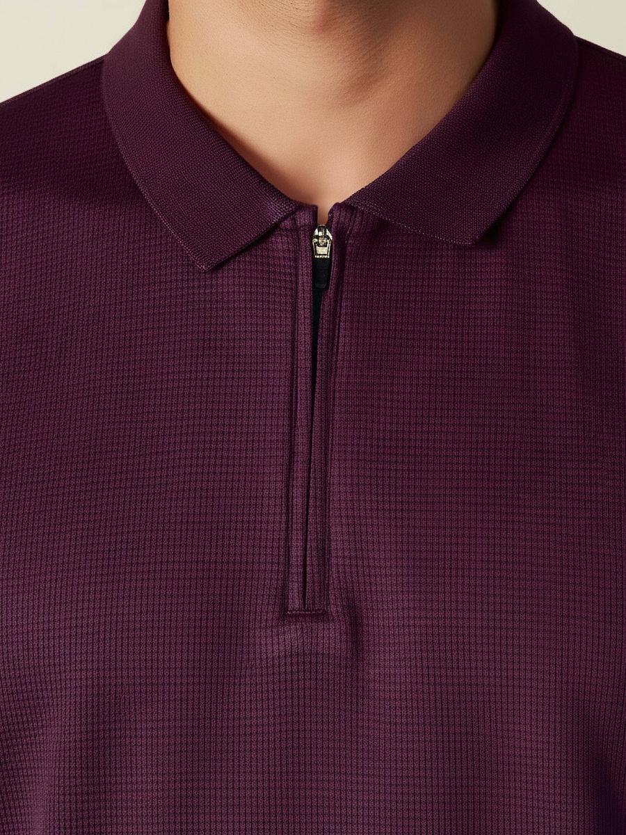 Men Short Sleeves Textured Polo T-Shirt