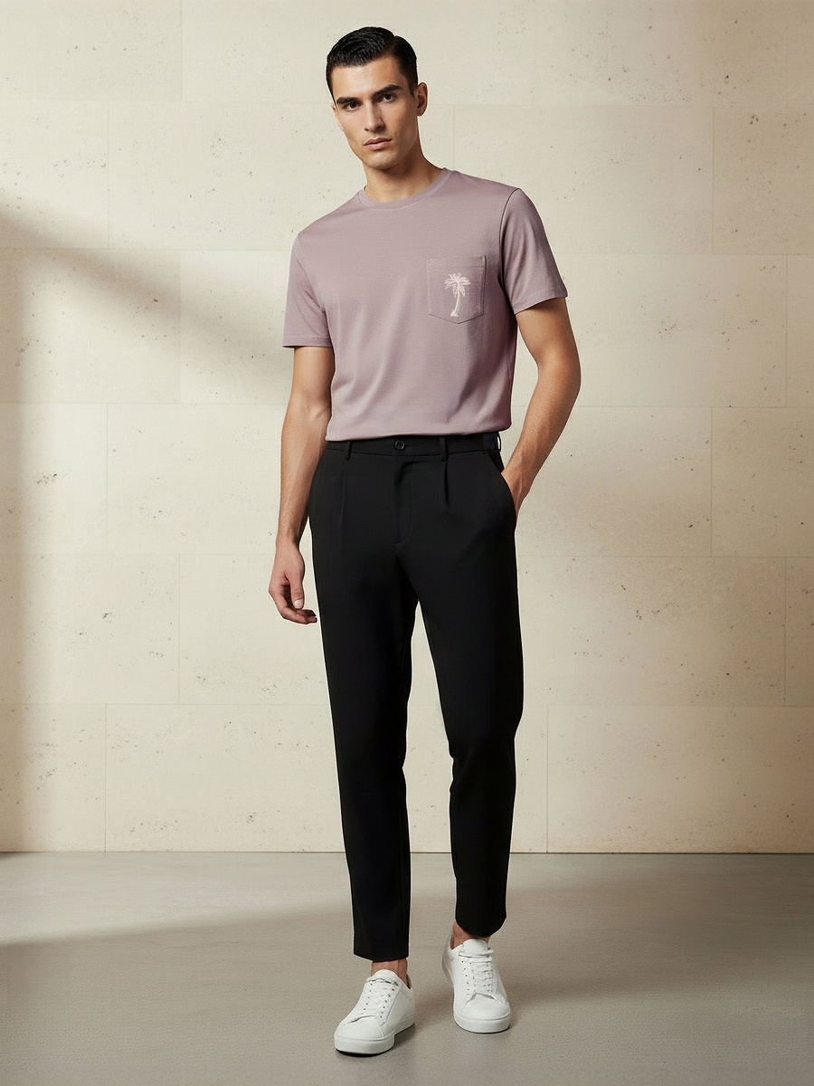 Men Regular Fit Pleated Trousers