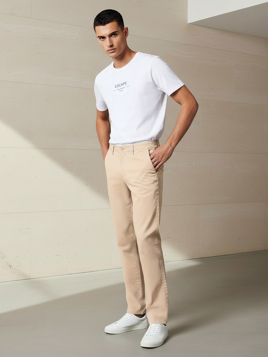 Men Slim Fit Flexi Waist Chino Pants