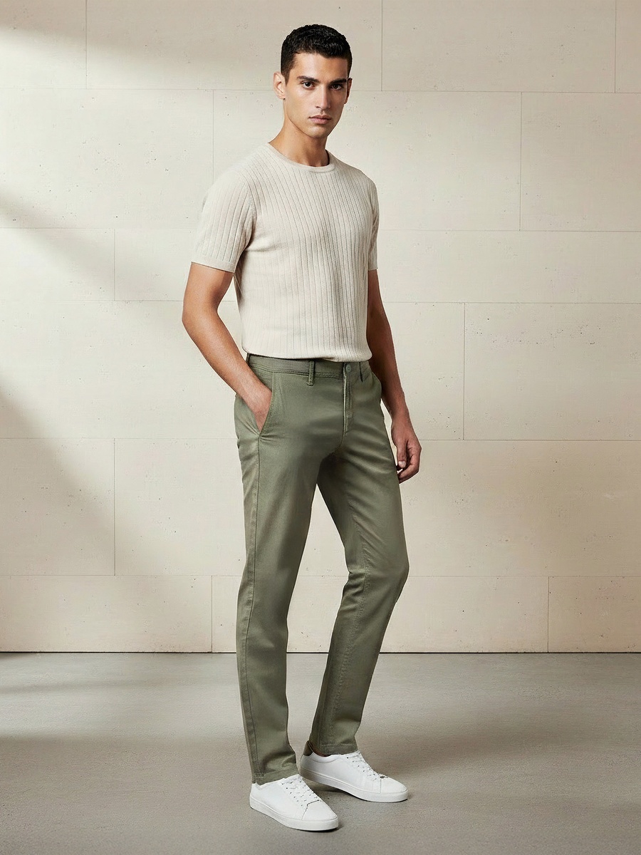 Men Slim Fit Flexi Waist Chino Pants