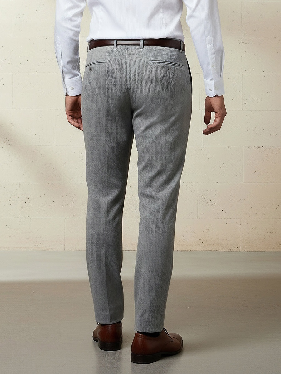 Men Slim Fit Belted Trousers