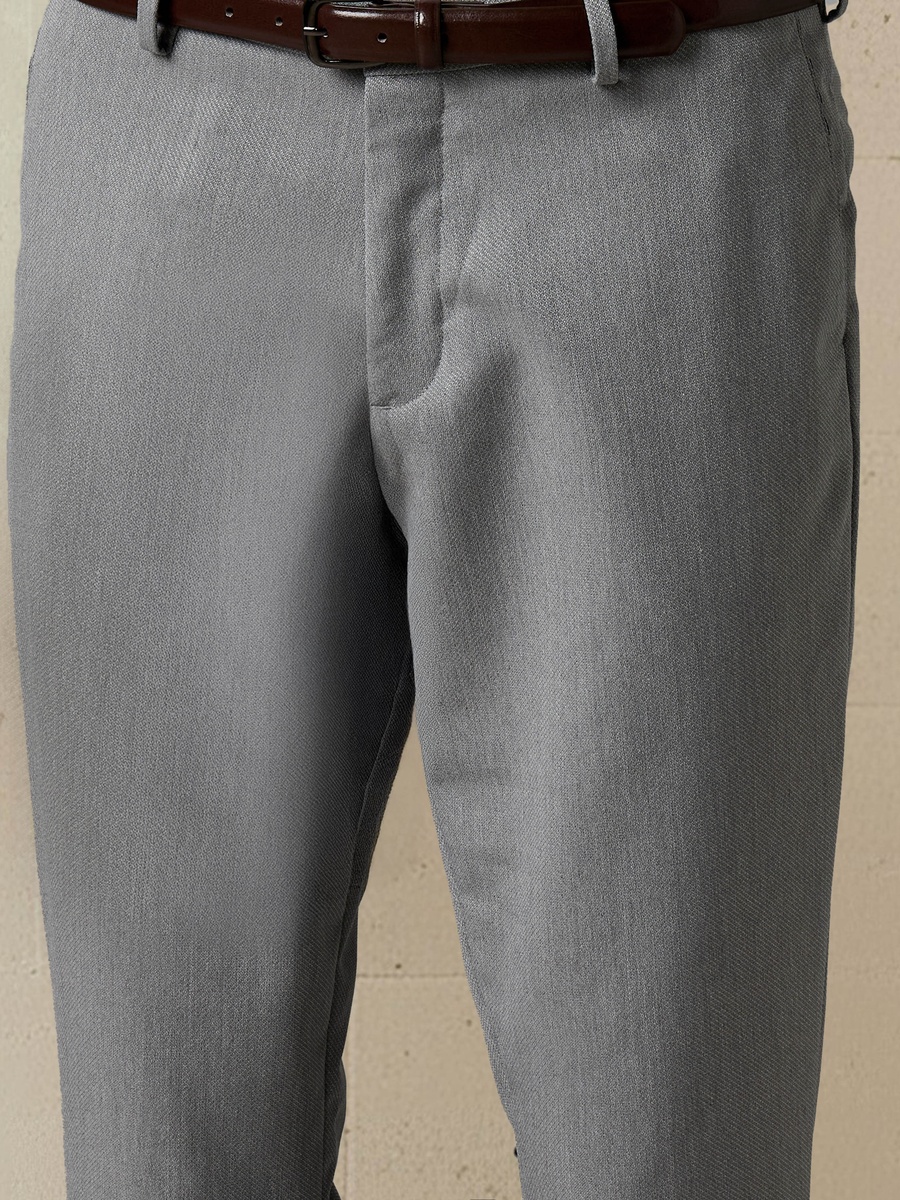 Men Slim Fit Belted Trousers