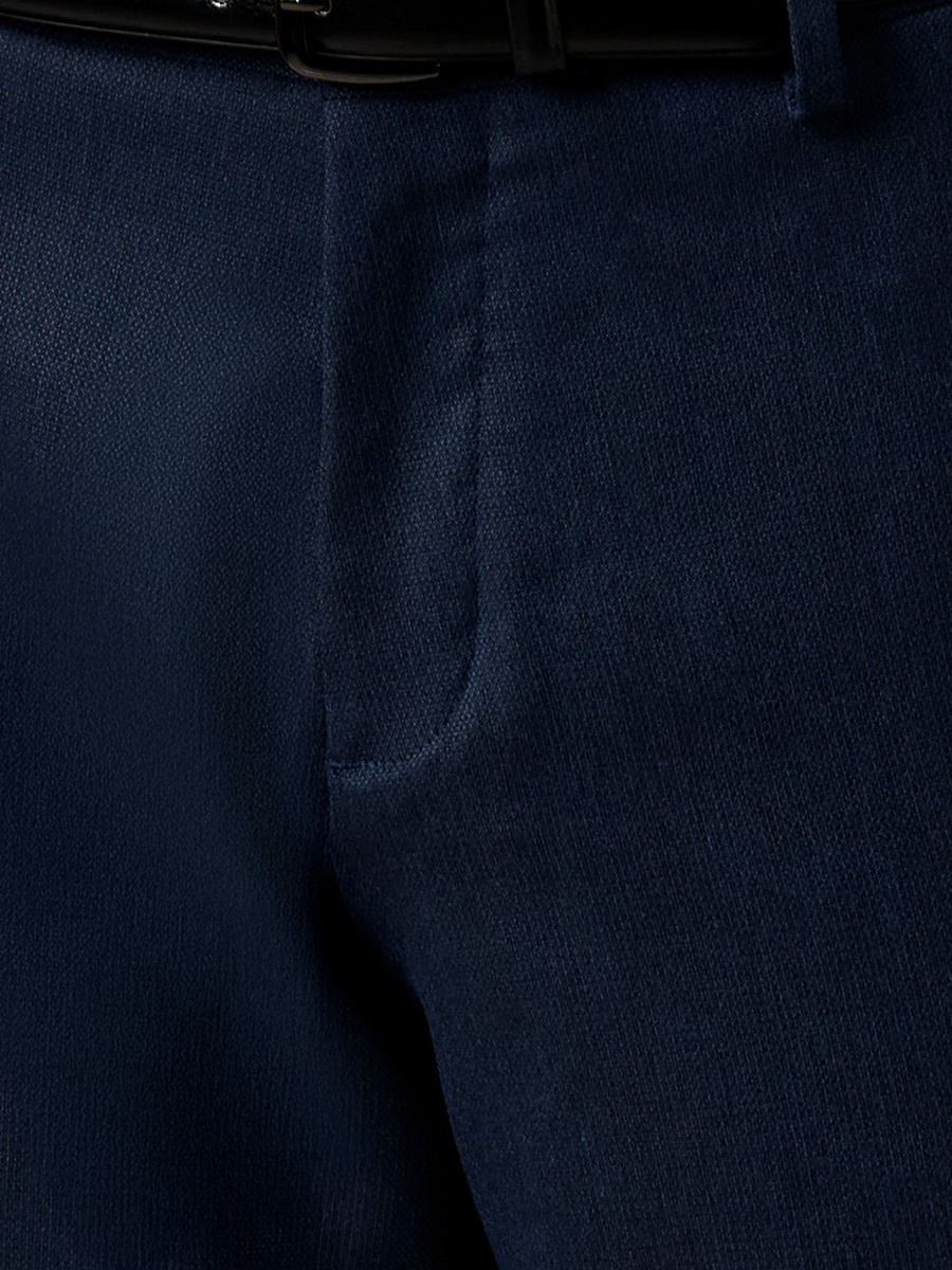 Men Slim Fit Belted Trousers