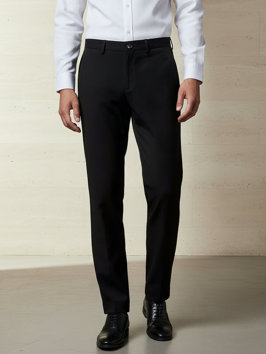 Men Regular Fit Dobby Formal Trousers