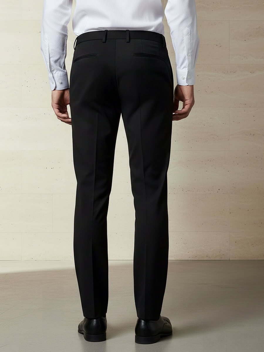 Men Regular Fit Dobby Formal Trousers