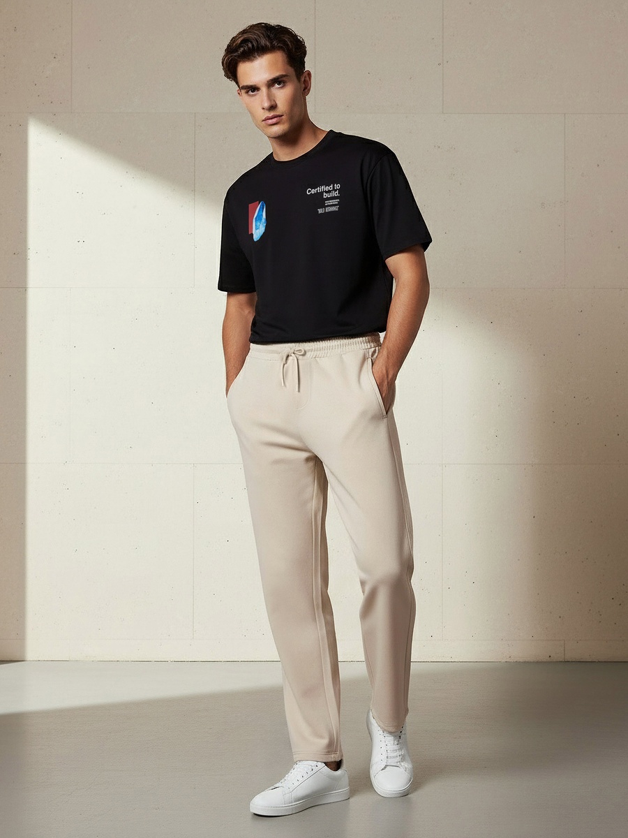 Men Relaxed Fit Interlock Joggers
