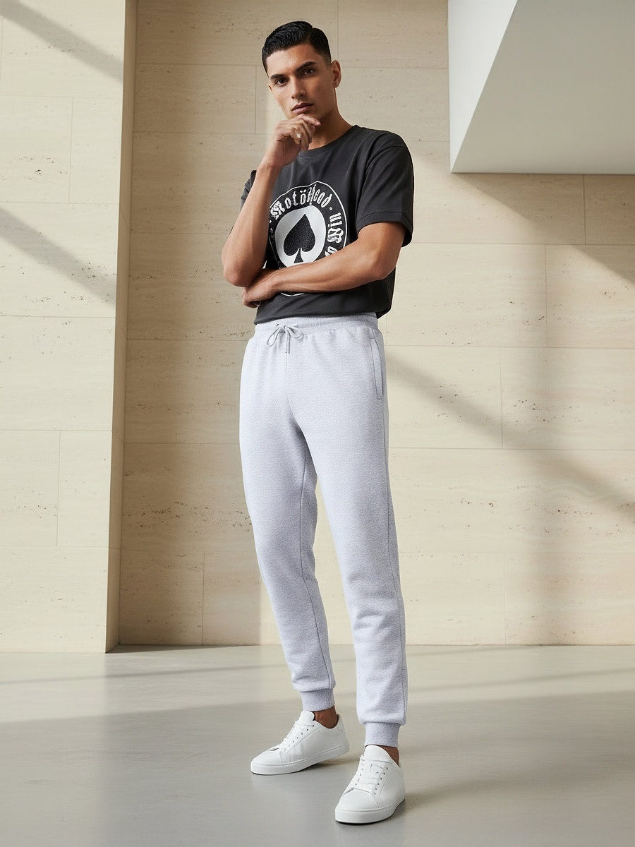 Men Regular Fit Joggers with Drawstring Closure