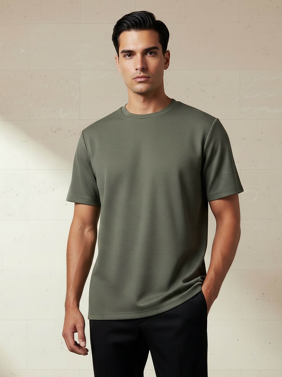 Men Waffle Textured T-Shirt