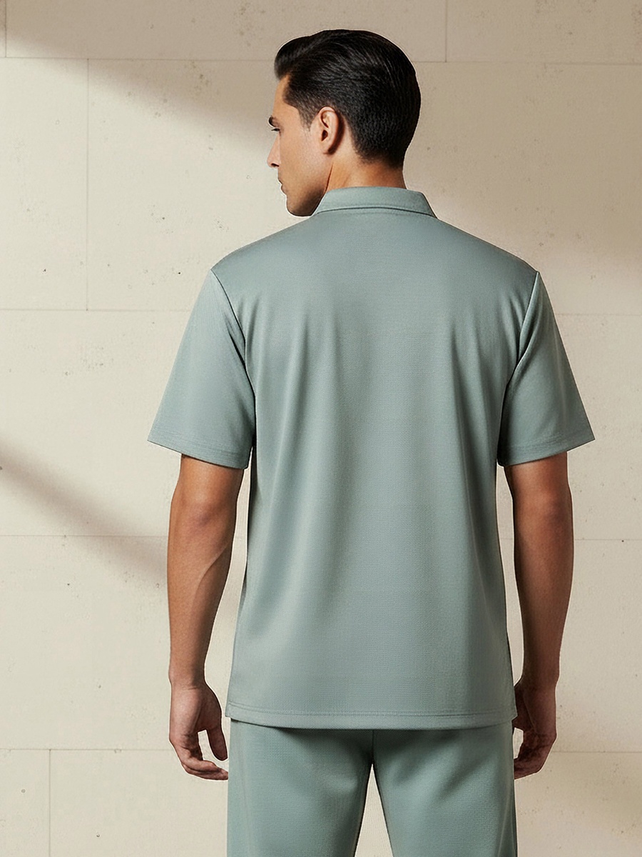 Men Half Zip Polo T-Shirt