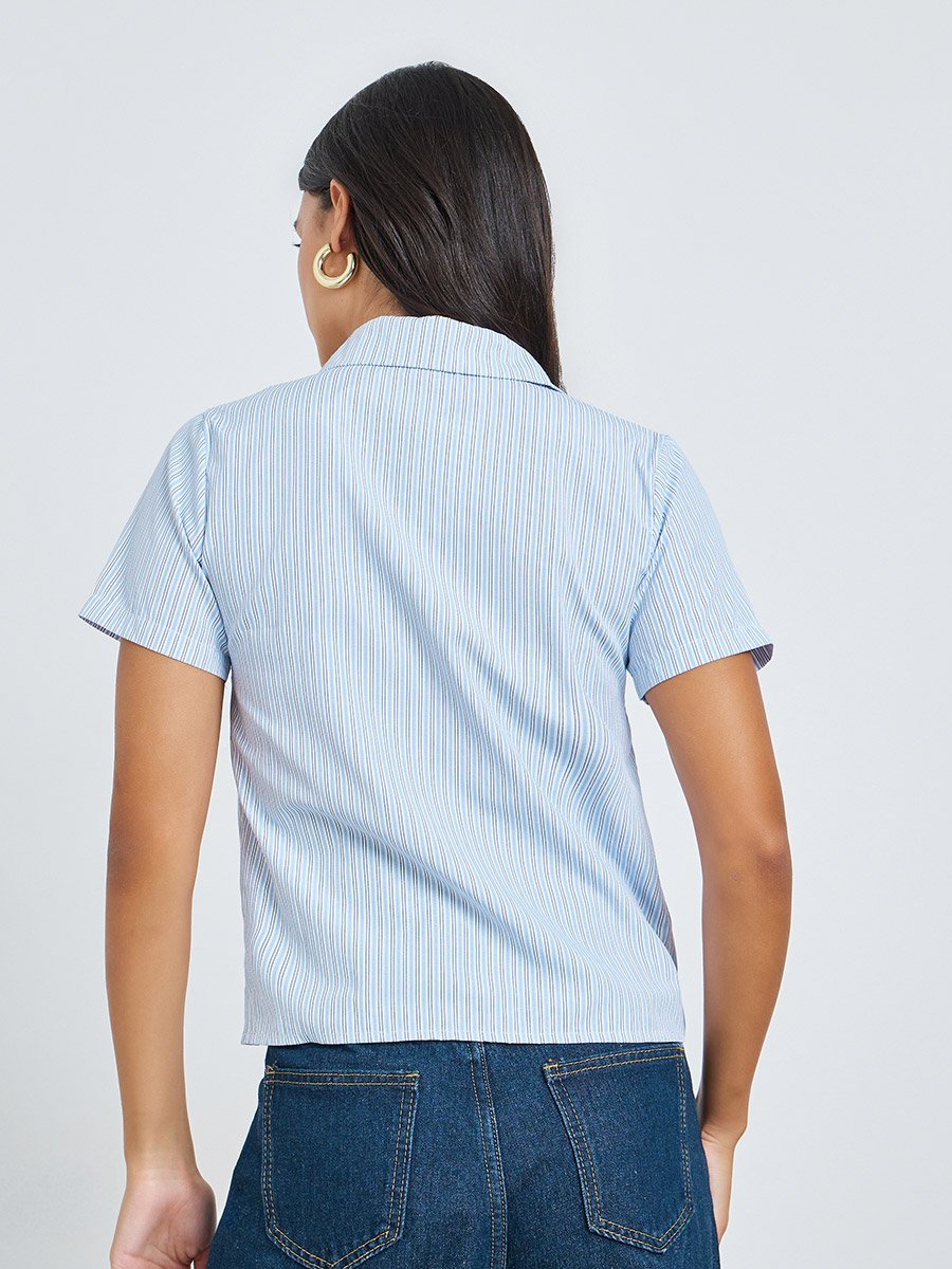 Blue Striped Short Sleeve Shirt