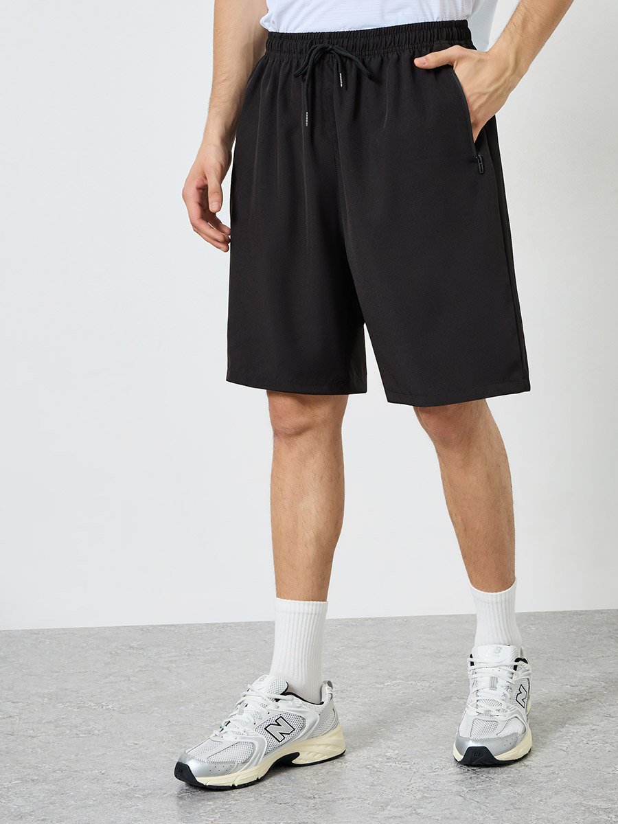 Men Active Training Shorts with Zipper Pockets