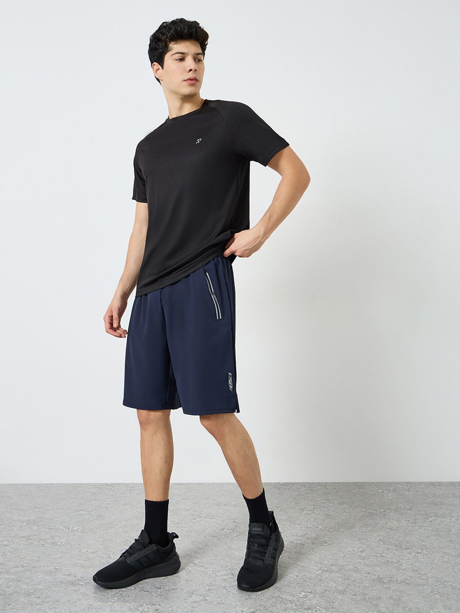 Men Navy Blue Training Shorts with Drawstring