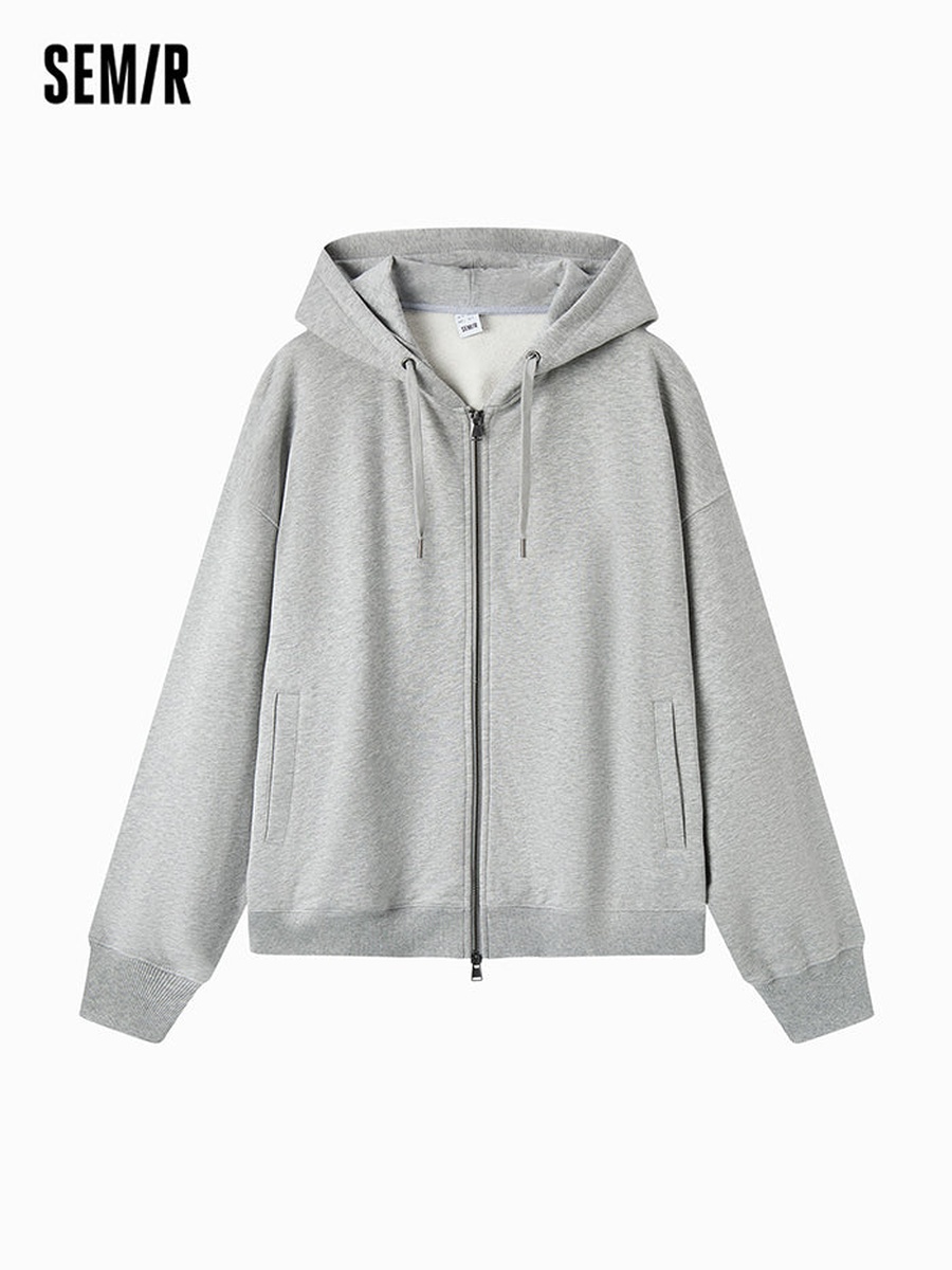 Solid Colored Zip-Through Hoodie