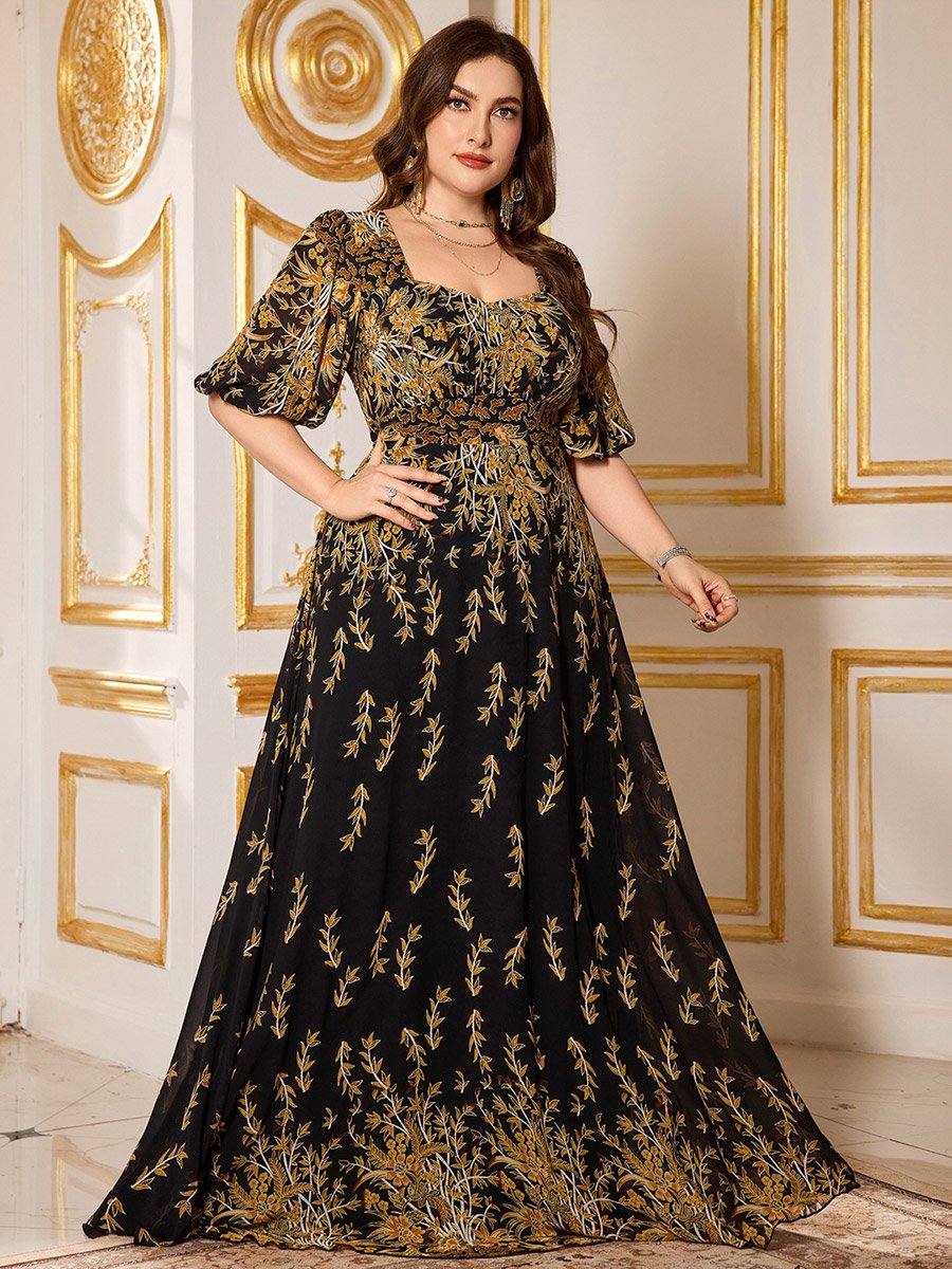 Plus Size Black Embellished Maxi Dress