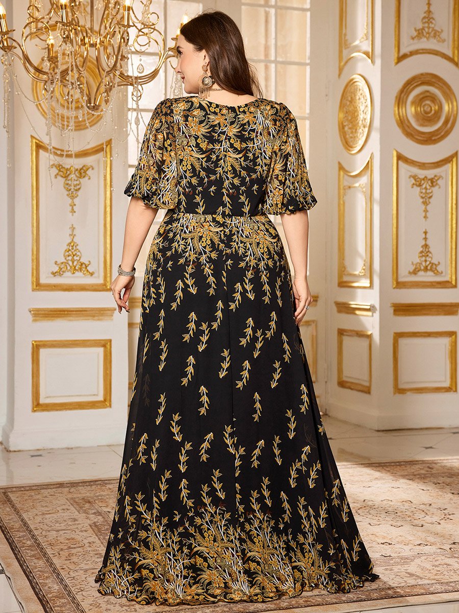 Plus Size Black Embellished Maxi Dress