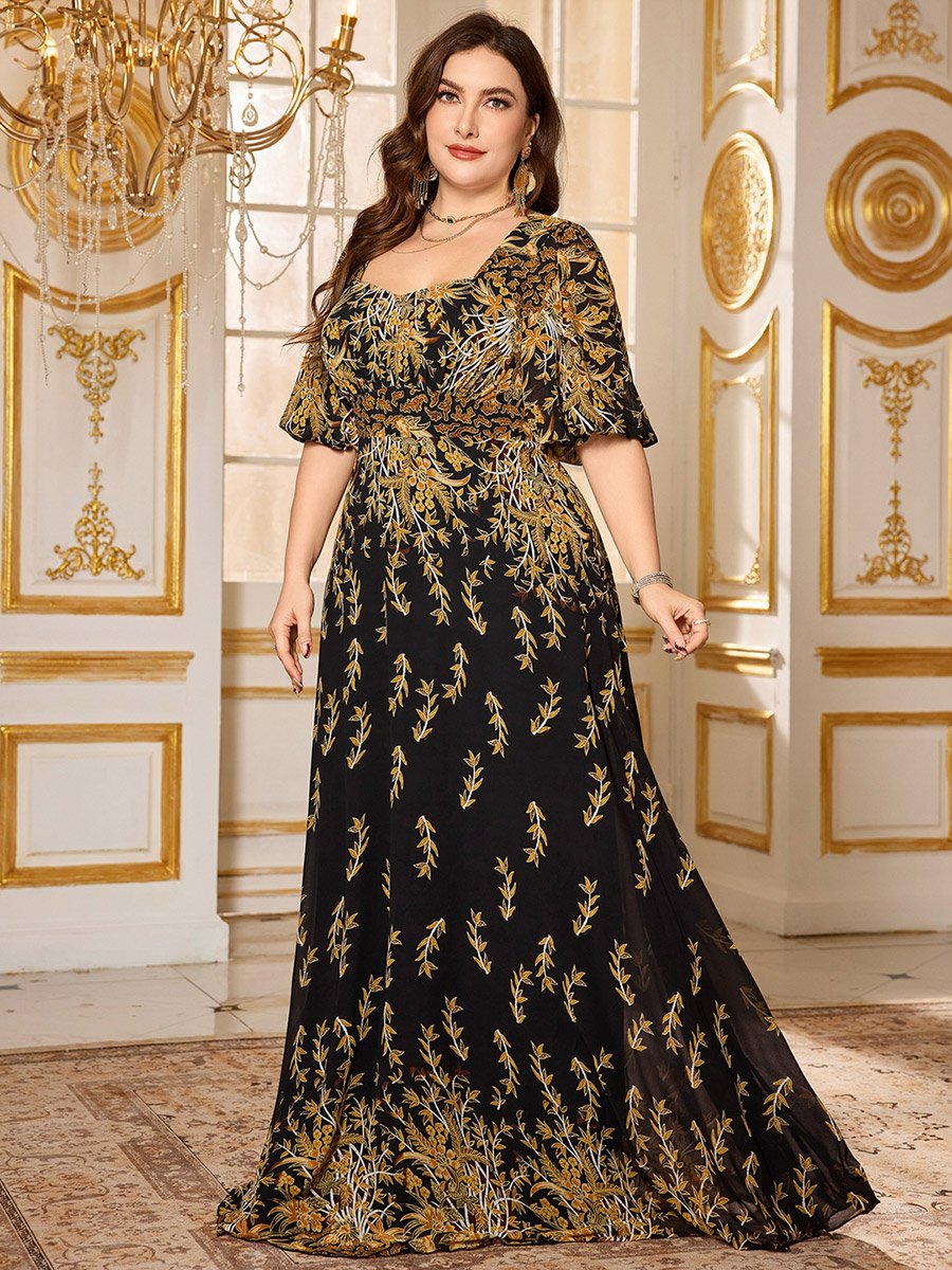 Plus Size Black Embellished Maxi Dress