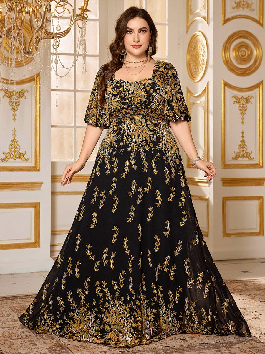 Plus Size Black Embellished Maxi Dress