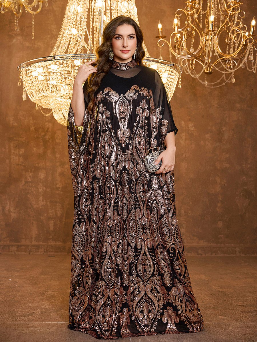 Plus Size Embellished Kaftan Dress with Maxi Dress Set
