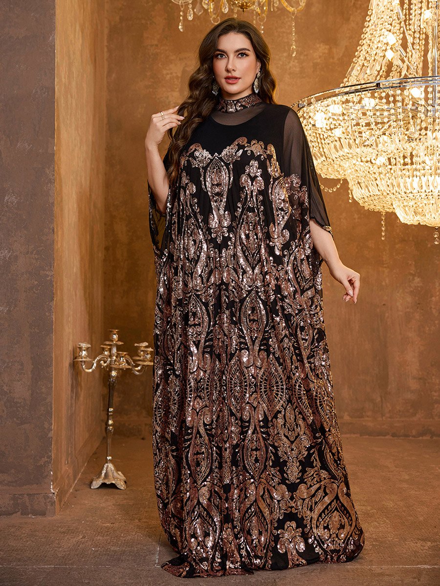 Plus Size Embellished Kaftan Dress with Maxi Dress Set