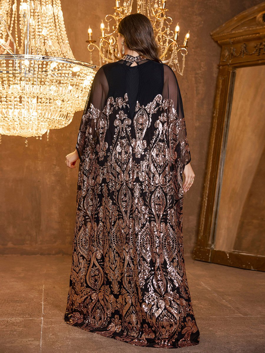 Plus Size Embellished Kaftan Dress with Maxi Dress Set