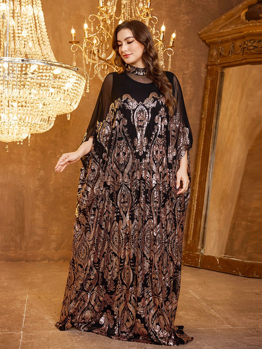 Plus Size Embellished Kaftan Dress with Maxi Dress Set