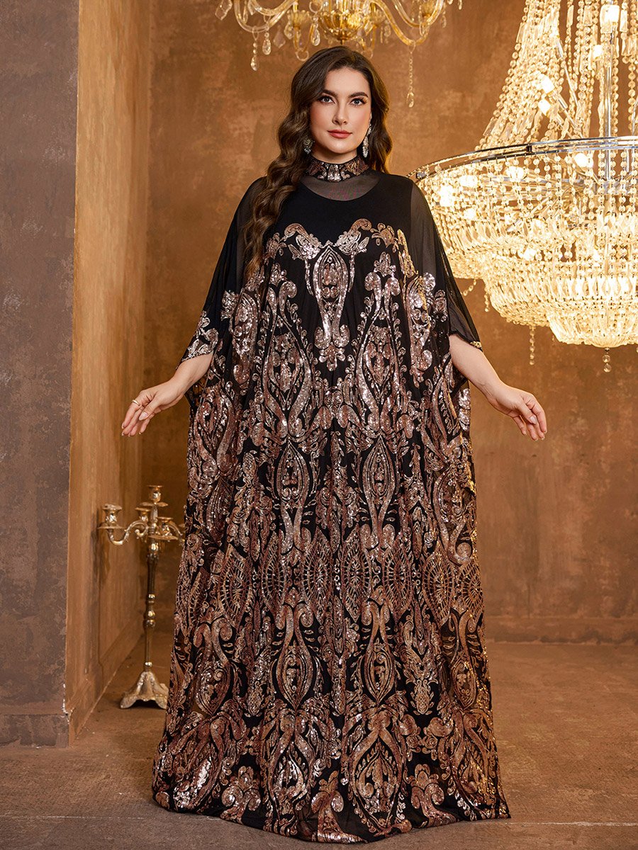 Plus Size Embellished Kaftan Dress with Maxi Dress Set