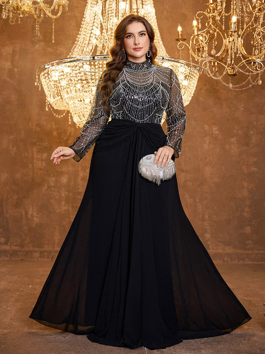 black long sleeve flowy dress Black Flowy Sleeves Maxi Dress (S)  Teu Closet