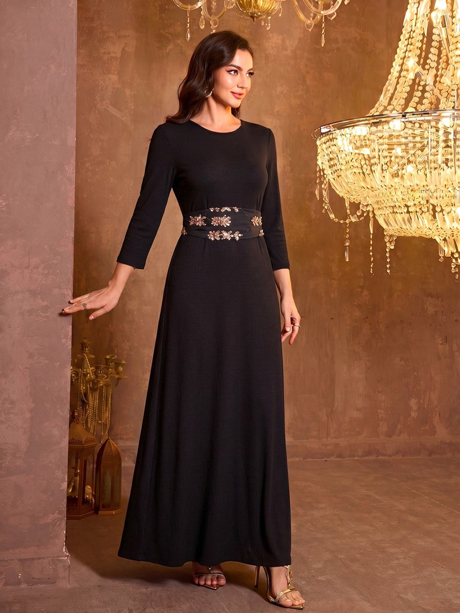 Black Sequined Cape and Maxi Dress Co-Ord Set